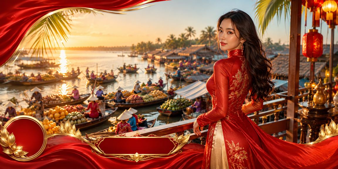 Người dùng vùng đồng bằng sông Cửu Long trong trang phục áo dài trải nghiệm cá cược trực tuyến